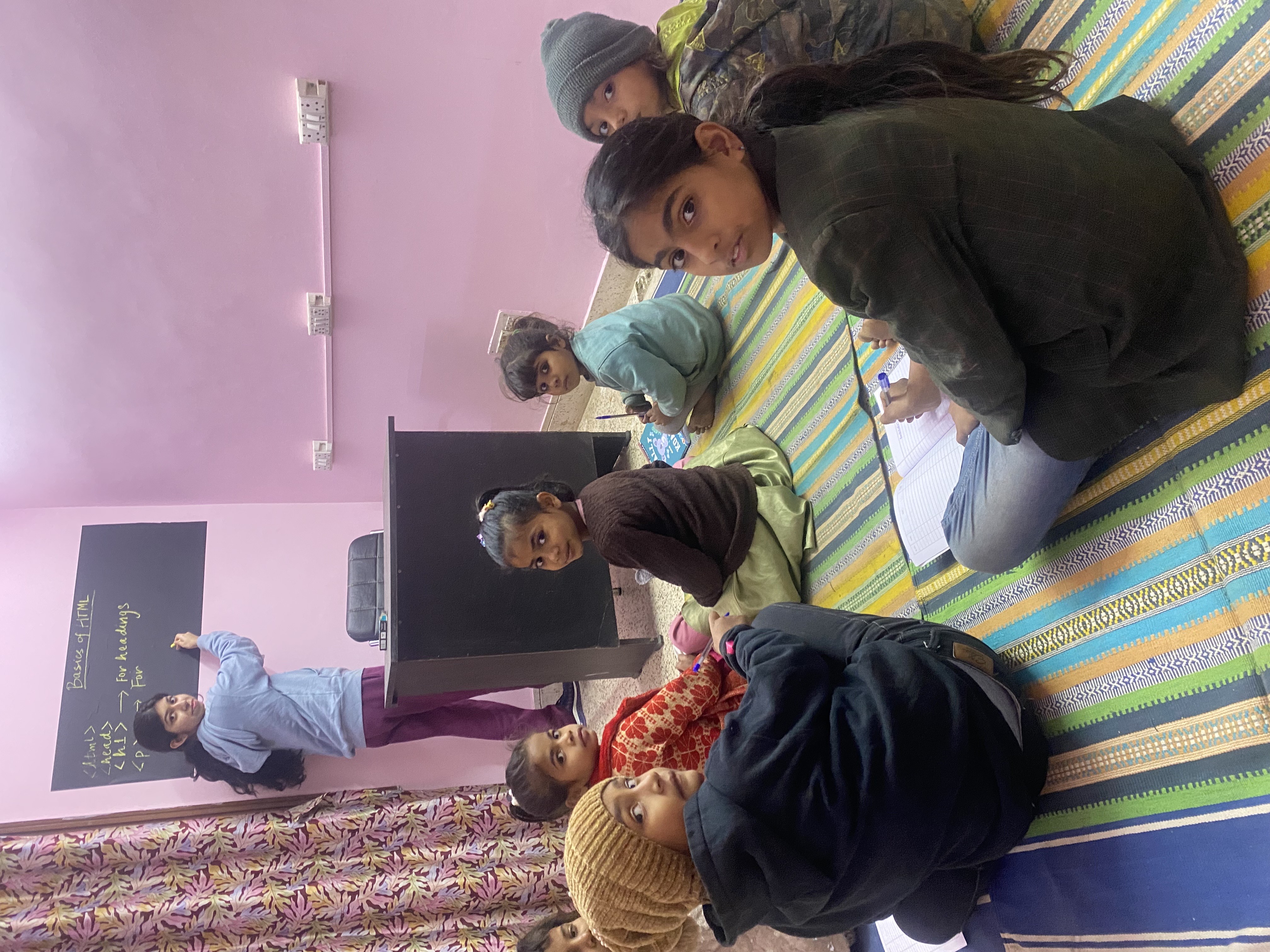 Wide classroom scene with learning in progress